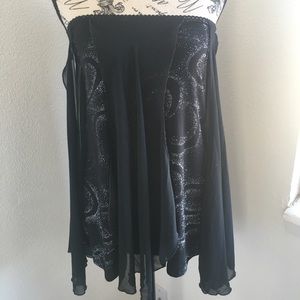 NWOT Strapless Blouse With flowing sheer accent Lg